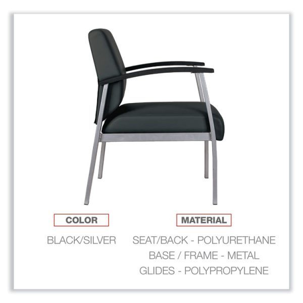 Alera metaLounge Series Mid-Back Guest Chair, 24.6" x 26.96" x 33.46", Black Seat, Black Back, Silver Base - Image 3