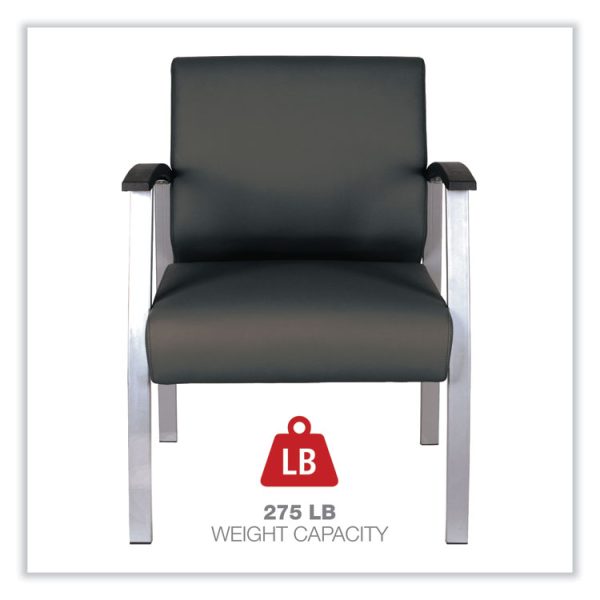 Alera metaLounge Series Mid-Back Guest Chair, 24.6" x 26.96" x 33.46", Black Seat, Black Back, Silver Base - Image 4