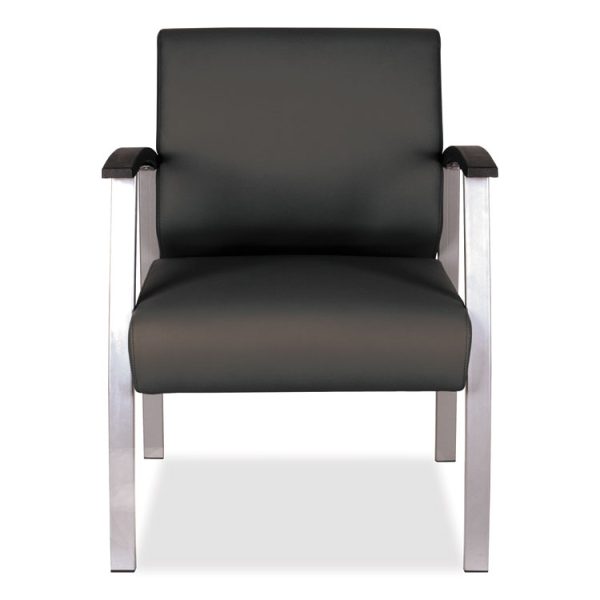 Alera metaLounge Series Mid-Back Guest Chair, 24.6" x 26.96" x 33.46", Black Seat, Black Back, Silver Base - Image 8
