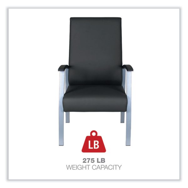 Alera metaLounge Series High-Back Guest Chair, 24.6" x 26.96" x 42.91", Black Seat, Black Back, Silver Base - Image 4