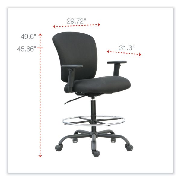 Alera Mota Series Big And Tall Stool, Supports Up To 450 Lb, 28.74" To 32.67" Seat Height, Black - Image 2