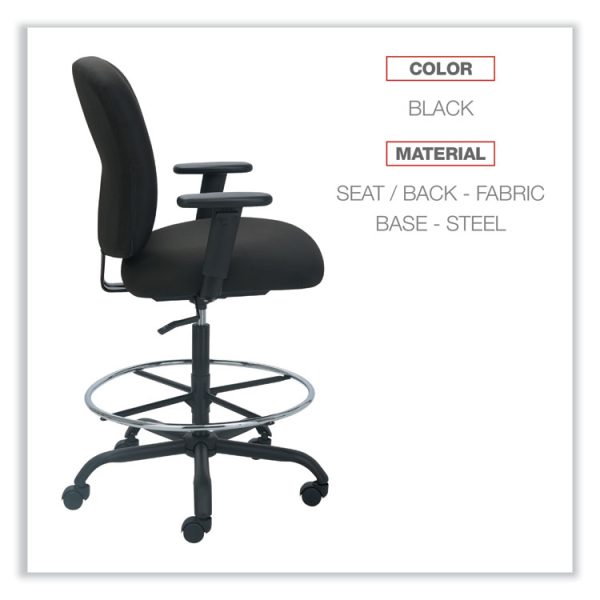 Alera Mota Series Big And Tall Stool, Supports Up To 450 Lb, 28.74" To 32.67" Seat Height, Black - Image 3