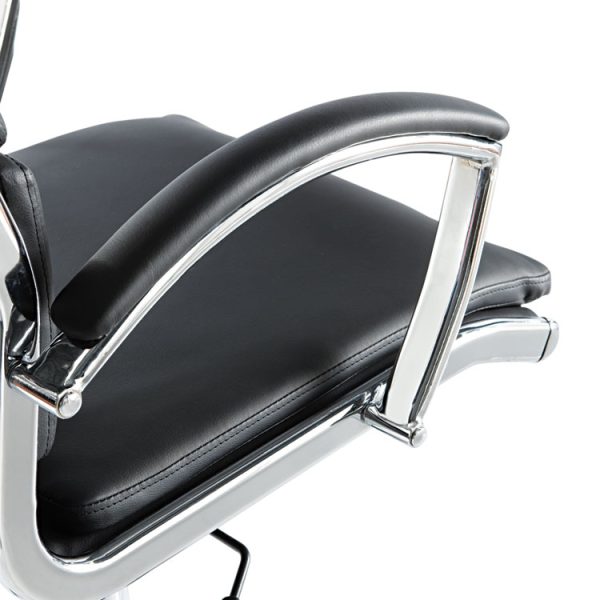 Alera Neratoli High-Back Slim Profile Chair, Faux Leather, 275 Lb Cap, 17.32" To 21.25" Seat Height, Black Seat/back, Chrome - Image 2