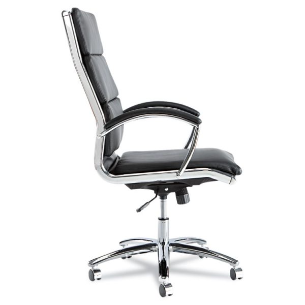 Alera Neratoli High-Back Slim Profile Chair, Faux Leather, 275 Lb Cap, 17.32" To 21.25" Seat Height, Black Seat/back, Chrome - Image 3