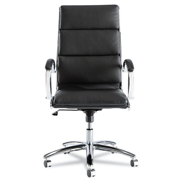 Alera Neratoli High-Back Slim Profile Chair, Faux Leather, 275 Lb Cap, 17.32" To 21.25" Seat Height, Black Seat/back, Chrome - Image 7