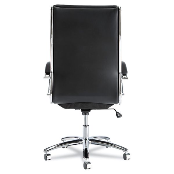 Alera Neratoli High-Back Slim Profile Chair, Faux Leather, 275 Lb Cap, 17.32" To 21.25" Seat Height, Black Seat/back, Chrome - Image 5