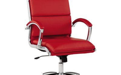 Alera Neratoli High-Back Slim Profile Chair, Faux Leather, Up To 275 Lb, 17.32″ To 21.25″ Seat Height, Red Seat/back, Chrome
