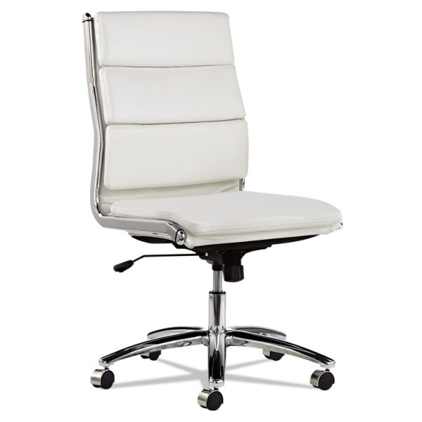 Alera Neratoli Mid-Back Slim Profile Chair, Faux Leather, Up To 275 Lb, 18.3" To 21.85" Seat Height, White Seat/back, Chrome - Image 7