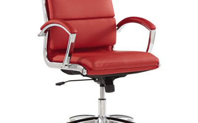 Alera Neratoli Mid-Back Slim Profile Chair, Faux Leather, Supports Up To 275 Lb, Red Seat/back, Chrome Base