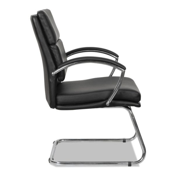 Alera Neratoli Slim Profile Stain-Resistant Faux Leather Guest Chair, 23.81" x 27.16" x 36.61", Black Seat/Back, Chrome Base - Image 4