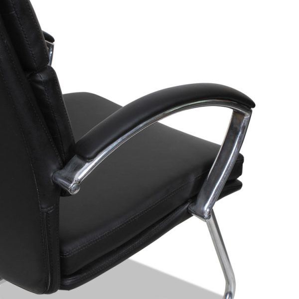 Alera Neratoli Slim Profile Stain-Resistant Faux Leather Guest Chair, 23.81" x 27.16" x 36.61", Black Seat/Back, Chrome Base - Image 3