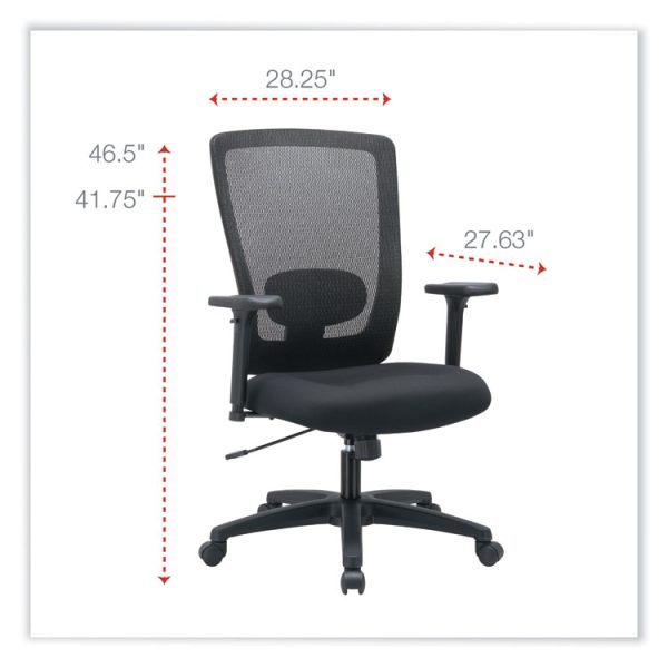 Alera Envy Series Mesh High-Back Multifunction Chair, Supports Up To 250 Lb, 16.88" To 21.5" Seat Height, Black - Image 2