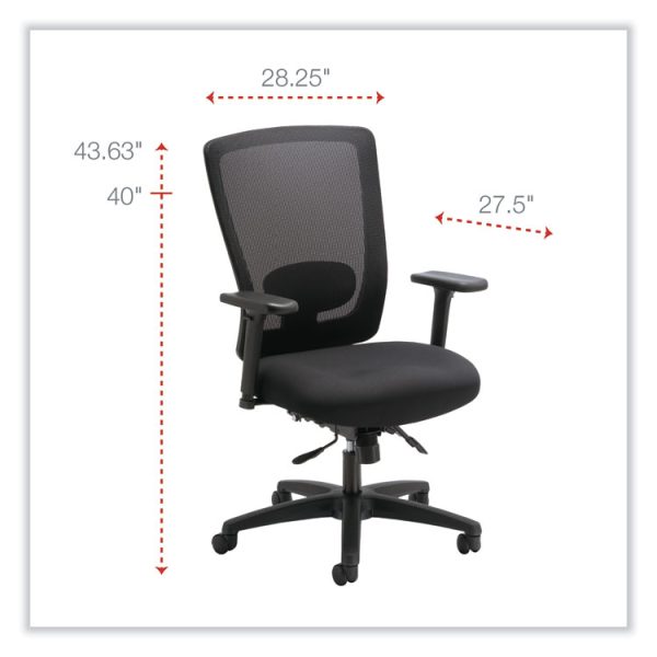 Alera Envy Series Mesh Mid-Back Multifunction Chair, Supports Up To 250 Lb, 17" To 21.5" Seat Height, Black - Image 2