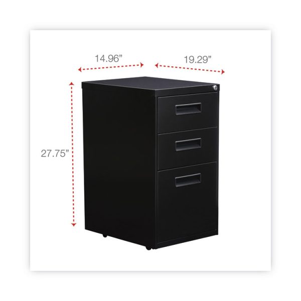 File Pedestal, Left Or Right, 3-Drawers: Box/box/file, Legal/letter, Black, 14.96" X 19.29" X 27.75" - Image 3