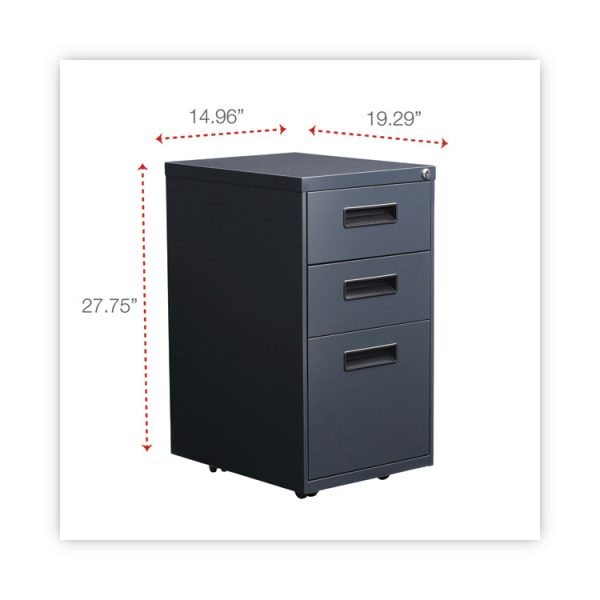 File Pedestal, Left Or Right, 3-Drawers: Box/box/file, Legal/letter, Charcoal, 14.96" X 19.29" X 27.75" - Image 3