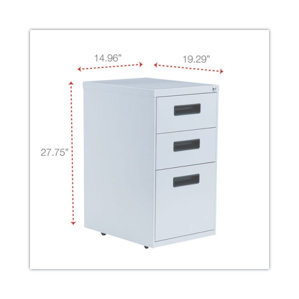 File Pedestal, Left Or Right, 3-Drawers: Box/box/file, Legal/letter, Light Gray, 14.96" X 19.29" X 27.75" - Image 3