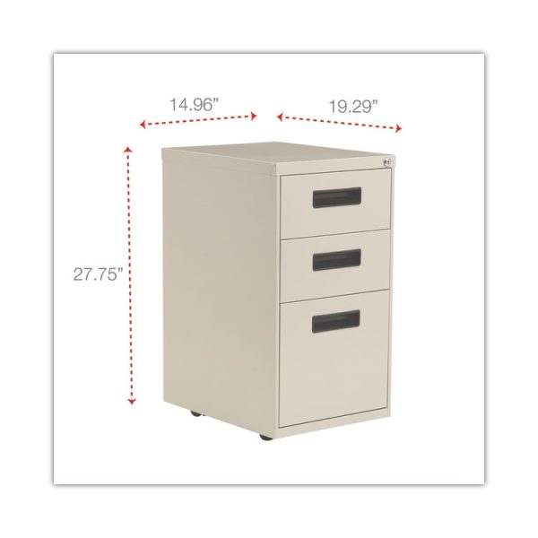File Pedestal, Left Or Right, 3-Drawers: Box/box/file, Legal/letter, Putty, 14.96" X 19.29" X 27.75" - Image 3