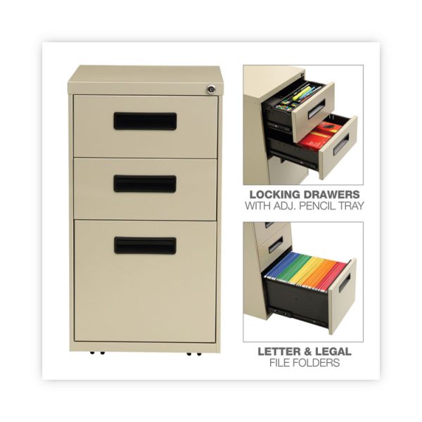 File Pedestal, Left Or Right, 3-Drawers: Box/box/file, Legal/letter, Putty, 14.96" X 19.29" X 27.75" - Image 4