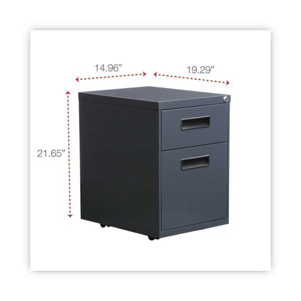 File Pedestal, Left Or Right, 2-Drawers: Box/file, Legal/letter, Charcoal, 14.96" X 19.29" X 21.65" - Image 3
