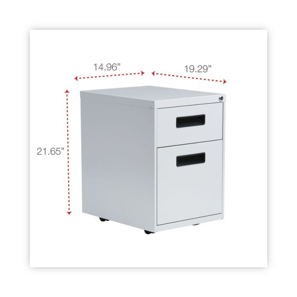 File Pedestal, Left Or Right, 2-Drawers: Box/file, Legal/letter, Light Gray, 14.96" X 19.29" X 21.65" - Image 3