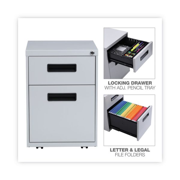 File Pedestal, Left Or Right, 2-Drawers: Box/file, Legal/letter, Light Gray, 14.96" X 19.29" X 21.65" - Image 4