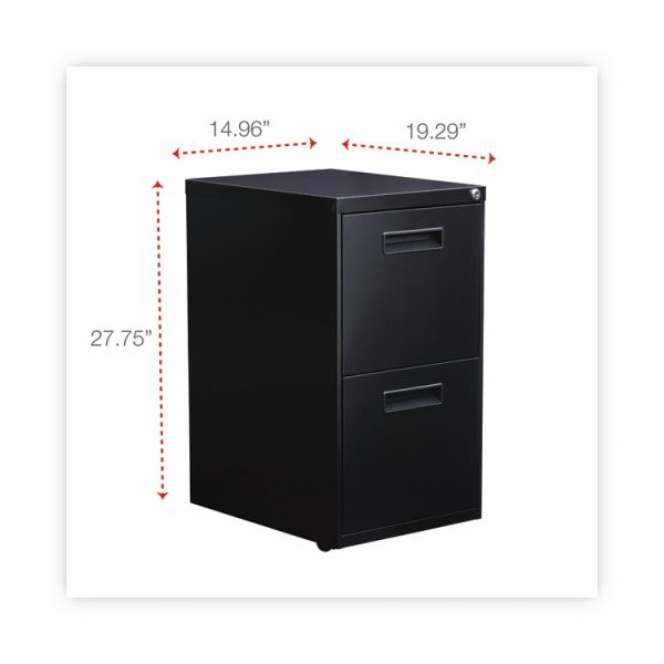 File Pedestal, Left Or Right, 2 Legal/letter-Size File Drawers, Black, 14.96" X 19.29" X 27.75" - Image 3