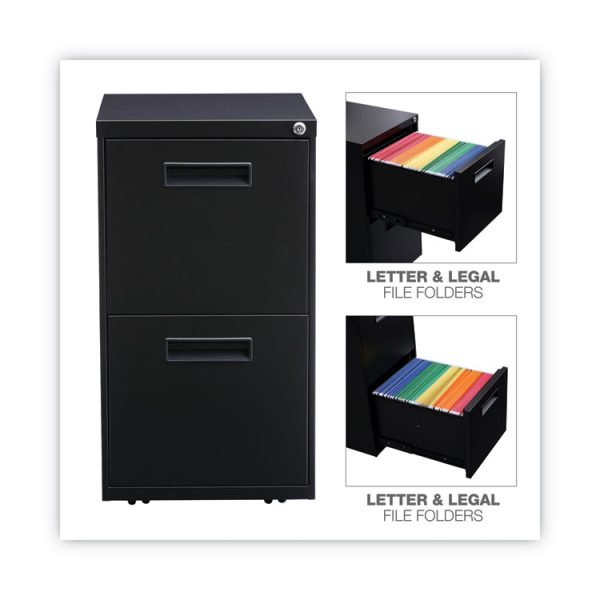 File Pedestal, Left Or Right, 2 Legal/letter-Size File Drawers, Black, 14.96" X 19.29" X 27.75" - Image 4