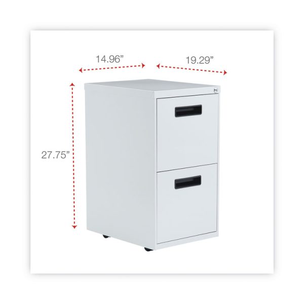 File Pedestal, Left Or Right, 2 Legal/letter-Size File Drawers, Light Gray, 14.96" X 19.29" X 27.75" - Image 3
