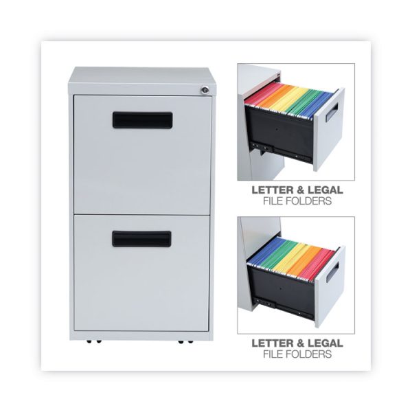 File Pedestal, Left Or Right, 2 Legal/letter-Size File Drawers, Light Gray, 14.96" X 19.29" X 27.75" - Image 4