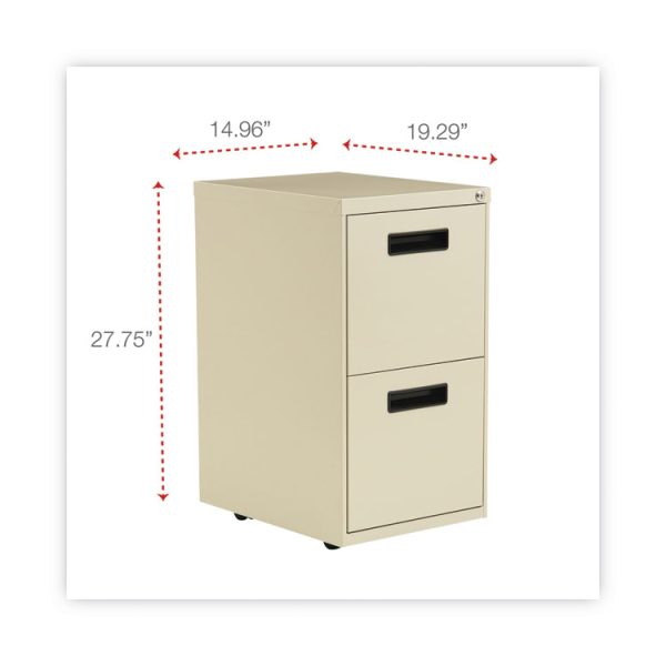 File Pedestal, Left Or Right, 2 Legal/letter-Size File Drawers, Putty, 14.96" X 19.29" X 27.75" - Image 3