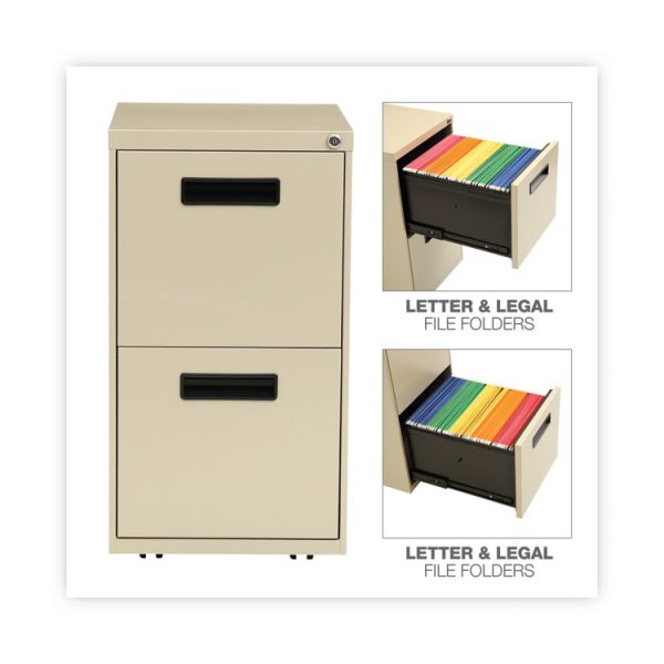 File Pedestal, Left Or Right, 2 Legal/letter-Size File Drawers, Putty, 14.96" X 19.29" X 27.75" - Image 4