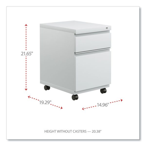 File Pedestal With Full-Length Pull, Left Or Right, 2-Drawers: Box/file, Legal/letter, Light Gray, 14.96" X 19.29" X 21.65" - Image 2