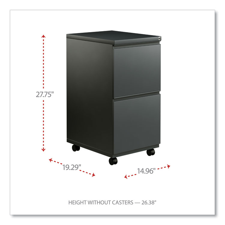File Pedestal With Full-Length Pull, Left Or Right, 2 Legal/letter-Size File Drawers, Charcoal, 14.96" X 19.29" X 27.75" - Image 2