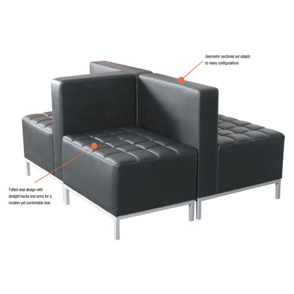 Alera Qub Series Powered Armless L Sectional, 26.38w X 26.38d X 30.5h, Black - Image 7