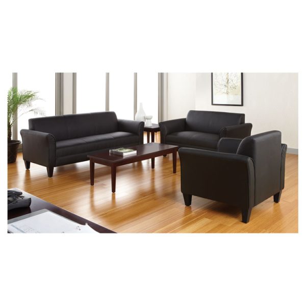 Alera Reception Lounge Furniture, 3-Cushion Sofa, 77w x 31.5d x 32h, Black - Image 4