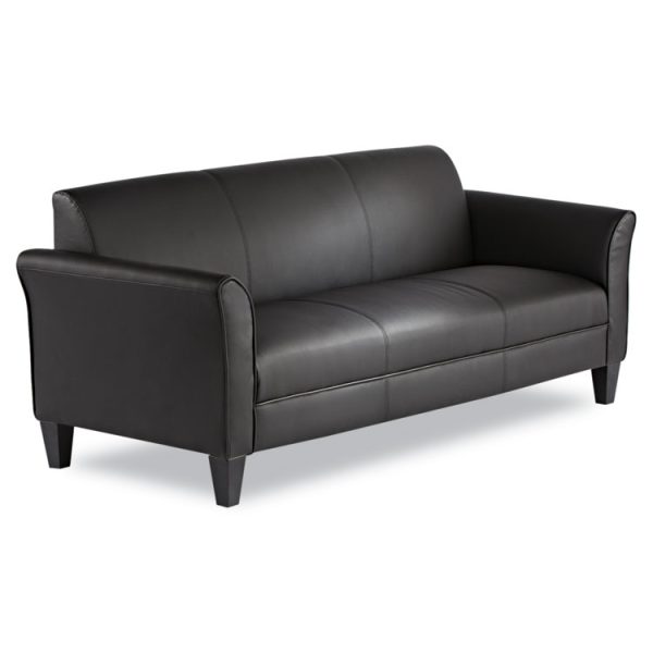 Alera Reception Lounge Furniture, 3-Cushion Sofa, 77w x 31.5d x 32h, Black - Image 2