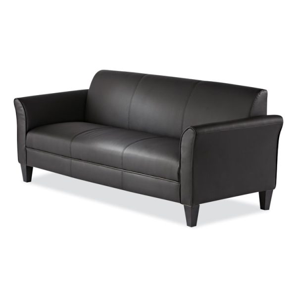 Alera Reception Lounge Furniture, 3-Cushion Sofa, 77w x 31.5d x 32h, Black - Image 3