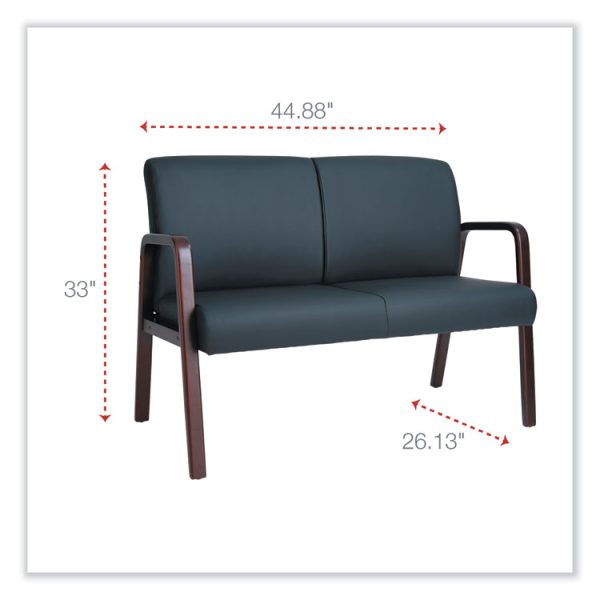 Alera Reception Lounge Series Wood Loveseat, 44.88w X 26.13d X 33h, Black/mahogany - Image 2