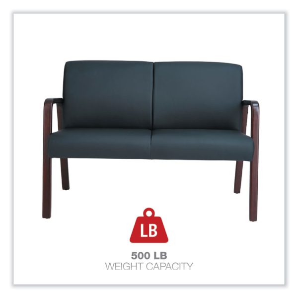 Alera Reception Lounge Series Wood Loveseat, 44.88w X 26.13d X 33h, Black/mahogany - Image 4