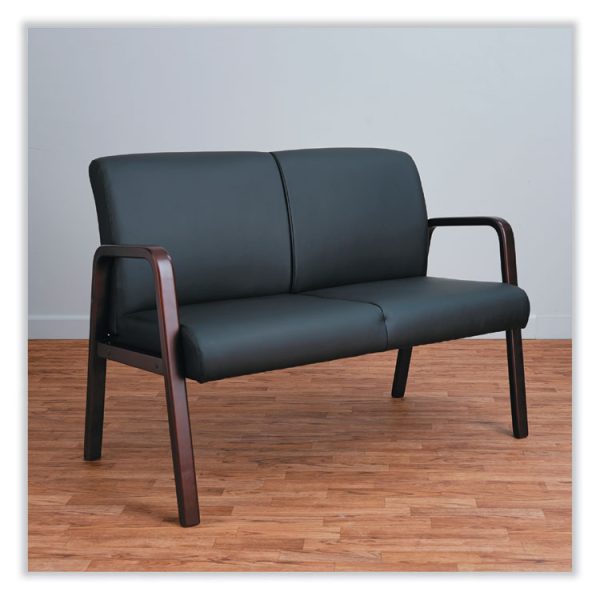 Alera Reception Lounge Series Wood Loveseat, 44.88w X 26.13d X 33h, Black/mahogany - Image 7