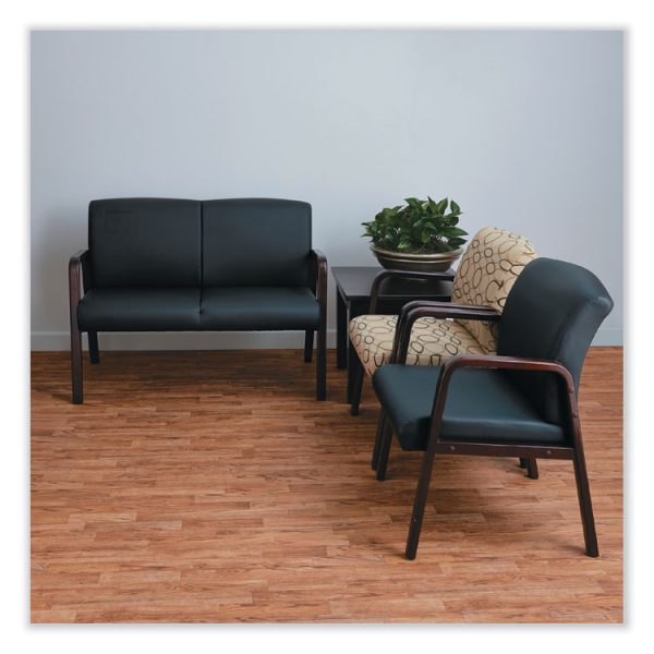Alera Reception Lounge Series Wood Loveseat, 44.88w X 26.13d X 33h, Black/mahogany - Image 8