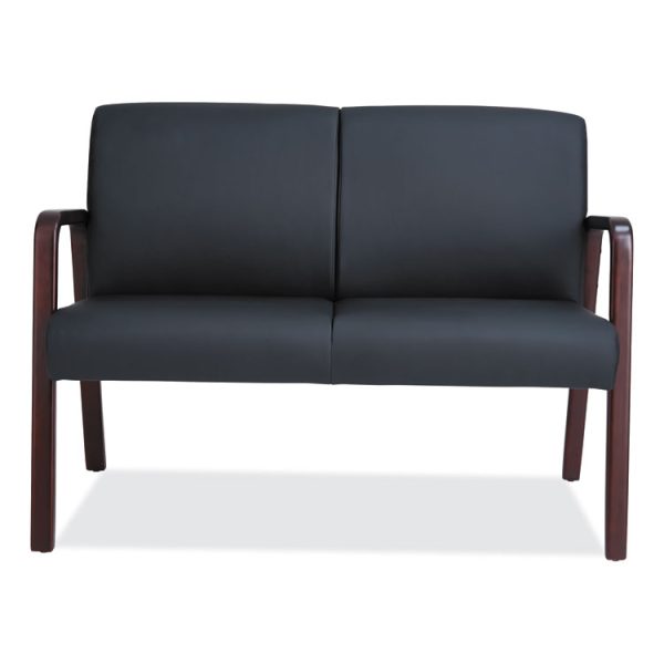 Alera Reception Lounge Series Wood Loveseat, 44.88w X 26.13d X 33h, Black/mahogany - Image 3