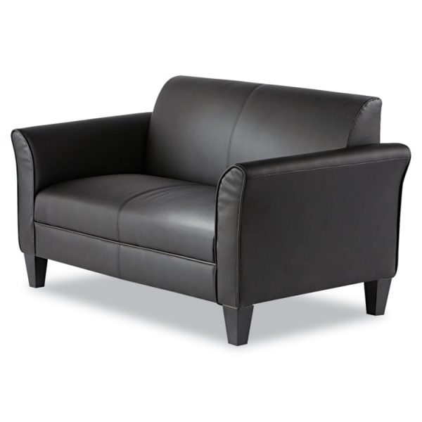 Alera Reception Lounge Furniture, Loveseat, 55.5w x 31.5d x 33.07h, Black - Image 2