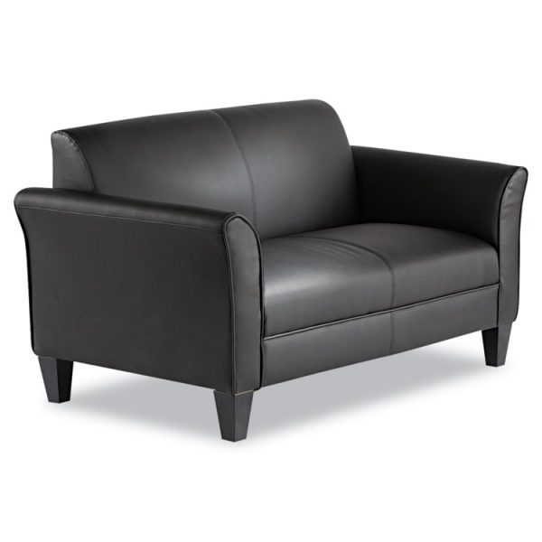 Alera Reception Lounge Furniture, Loveseat, 55.5w x 31.5d x 33.07h, Black - Image 3