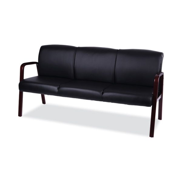 Alera Reception Lounge WL 3-Seat Sofa, 65.75w x 26d.13 x 33h, Black/Mahogany - Image 3