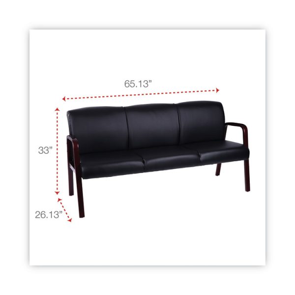 Alera Reception Lounge WL 3-Seat Sofa, 65.75w x 26d.13 x 33h, Black/Mahogany - Image 6