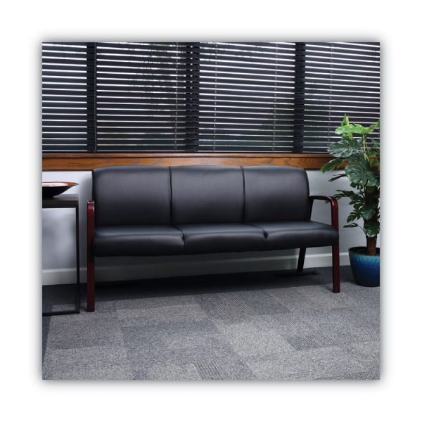 Alera Reception Lounge WL 3-Seat Sofa, 65.75w x 26d.13 x 33h, Black/Mahogany - Image 7