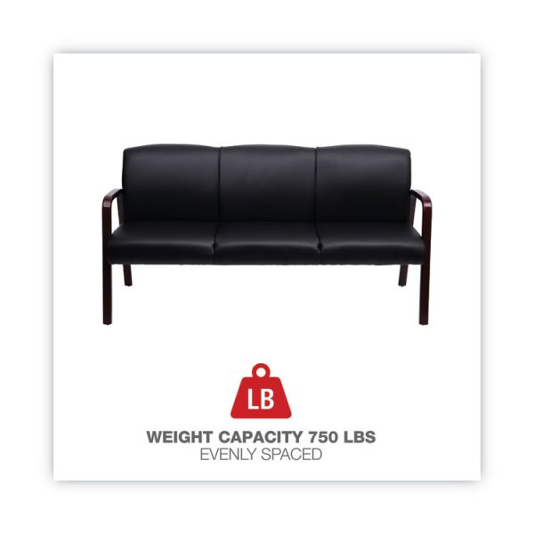 Alera Reception Lounge WL 3-Seat Sofa, 65.75w x 26d.13 x 33h, Black/Mahogany - Image 8