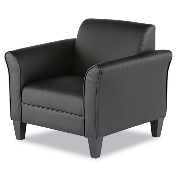 Alera Reception Lounge Sofa Series Club Chair, 35.43" x 30.7" x 32.28", Black Seat, Black Back, Black Base - Image 3