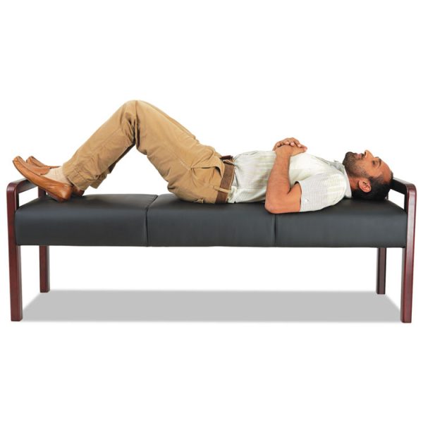 Alera Reception Lounge WL Series Bench, Three-Seater, 65.75w x 22.25d x 22.88h, Black/Mahogany - Image 4